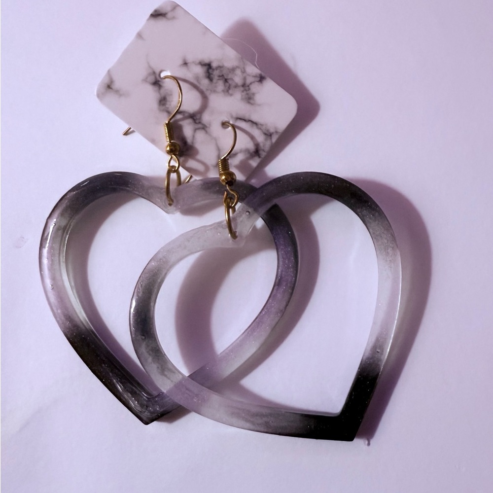 Elegant Heart-Shaped Earrings in Black and White